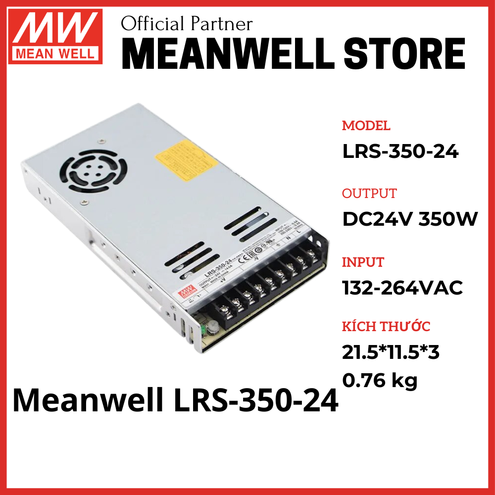 NGUỒN 24V MEANWELL- LRS 350-24V CHÍNH HÃNG MEANWELL - NGUÔN 24V MEANWELL CHÍNH HÃNG