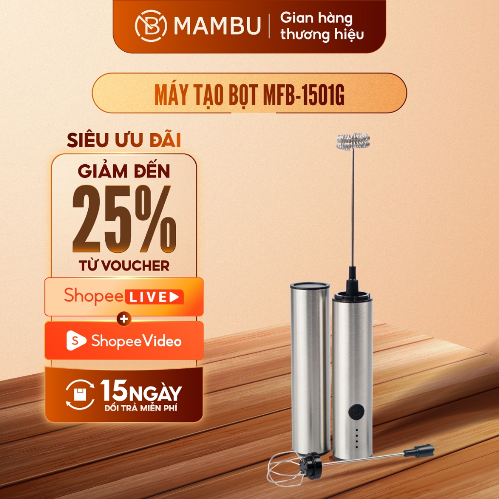 [Mẫu mới] Máy đánh tạo bọt cà phê MFB-1501G - 2 đầu đánh