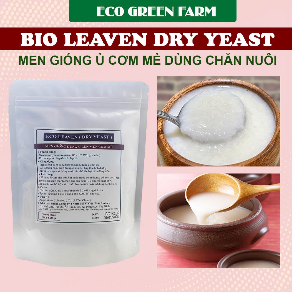 Bio Leaven Dry Yeast Ủ Cơm Mẻ Dùng Cho Chăn Nuôi Gói 500G