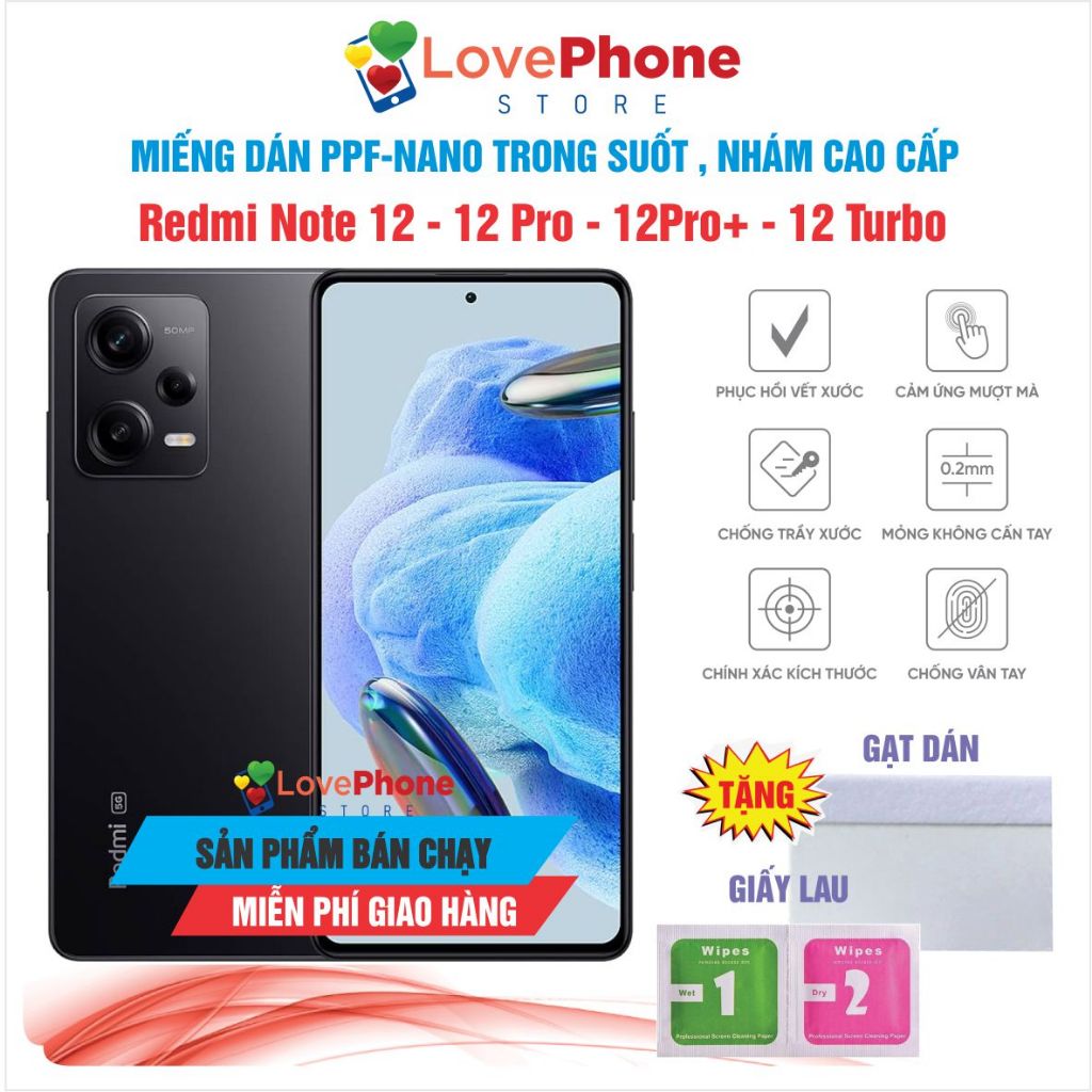 Dán PPF Redmi Note 12 Turbo 12 Pro 12 Pro+ 12 bảo vệ màn hình chống vân tay tự phục hồi vết xước - L
