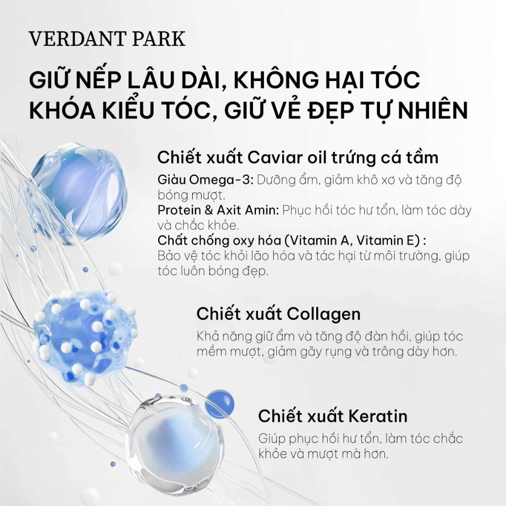 Xịt dưỡng giữ phồng tóc VERDANT PARK gel tạo kiểu tóc lâu bết giữ nếp tóc Caviar Oil & Collagen Spray Verdantpark VDPK22 | BigBuy360 - bigbuy360.vn