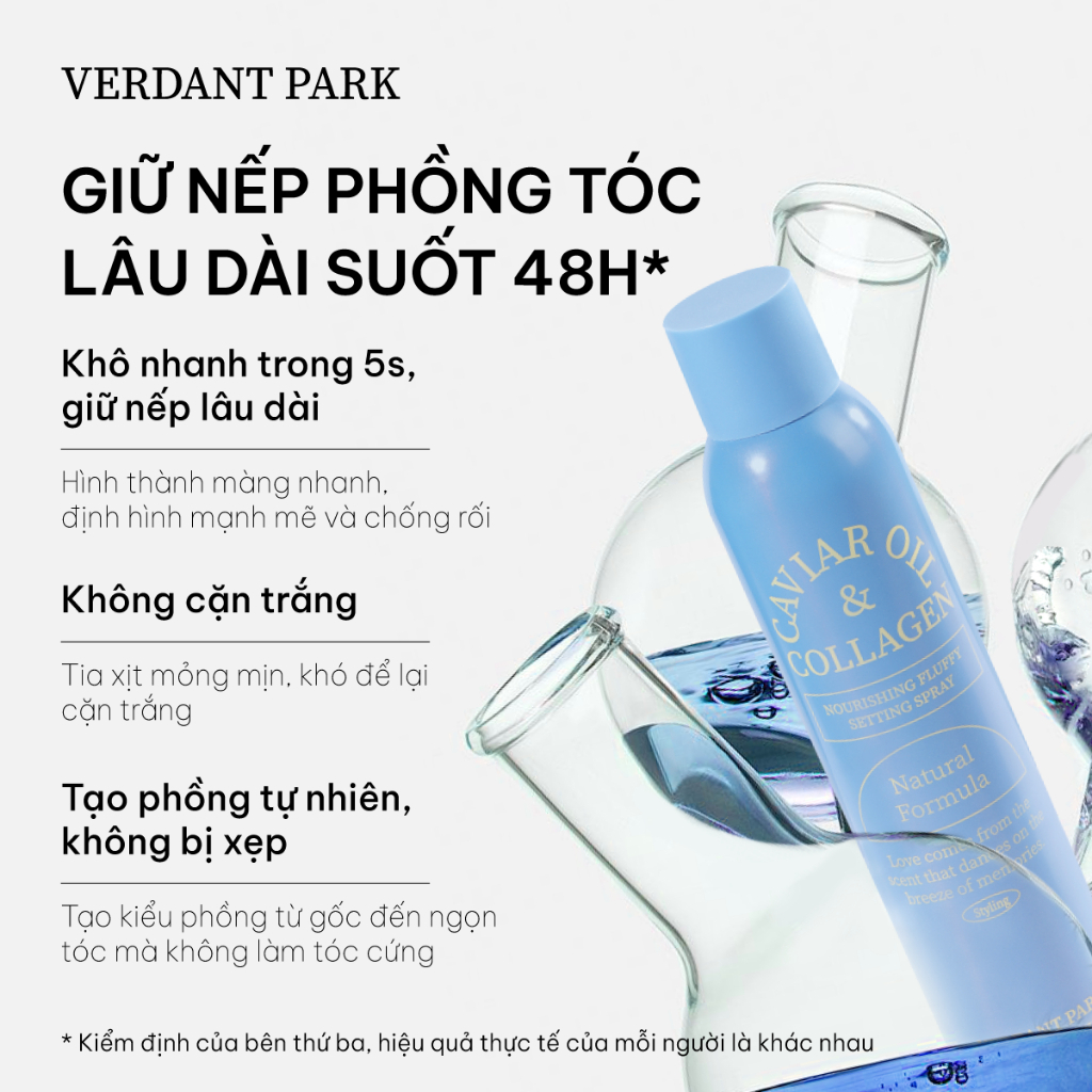 Xịt dưỡng giữ phồng tóc VERDANT PARK gel tạo kiểu tóc lâu bết giữ nếp tóc Caviar Oil & Collagen Spray Verdantpark VDPK22 | BigBuy360 - bigbuy360.vn