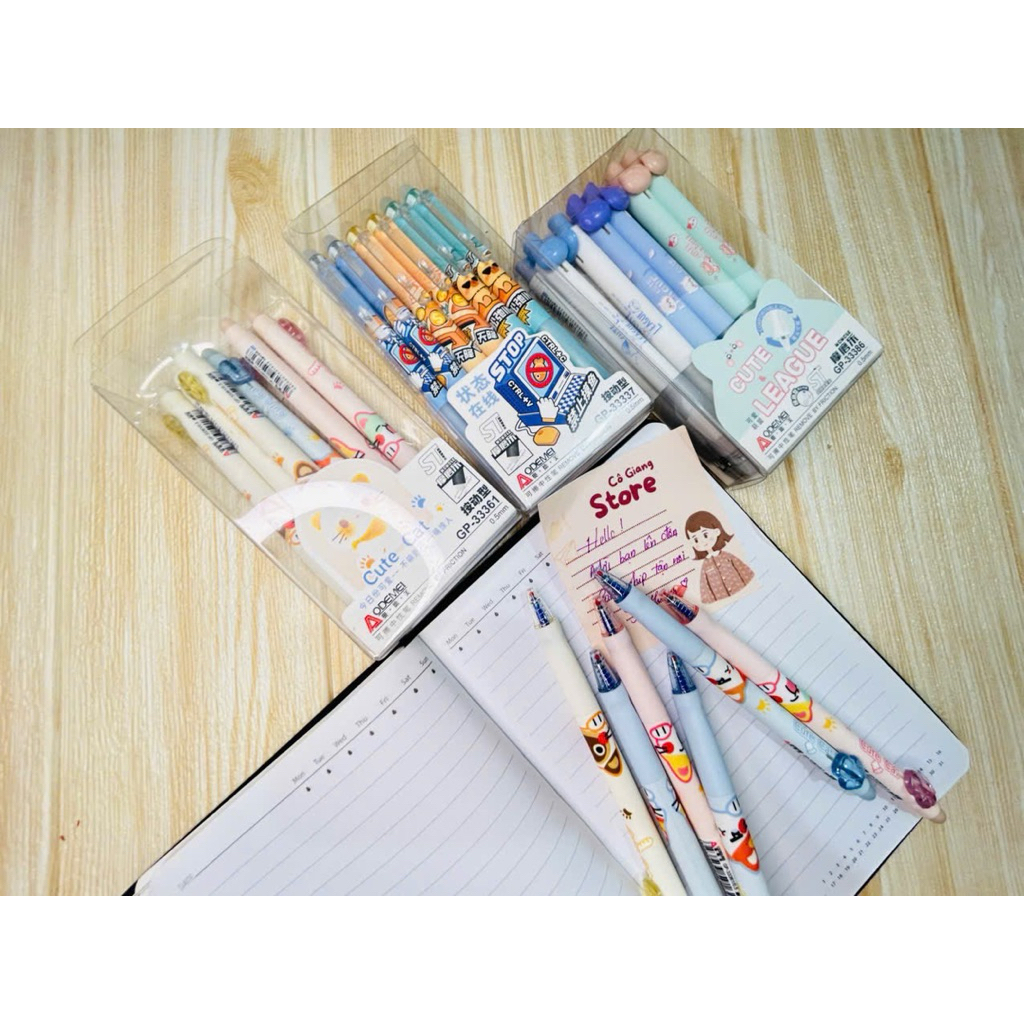 1 hộp - 12 Bút Gel Tẩy Được – Bút Mực Xóa Được Màu Xanh / Tím – Bút Gel Luyện Viết Cho Học Sinh