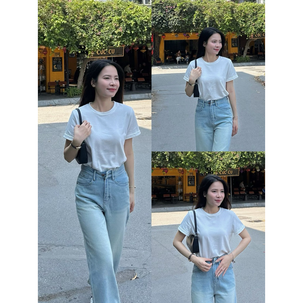 Áo phông trắng trơn form vừa
