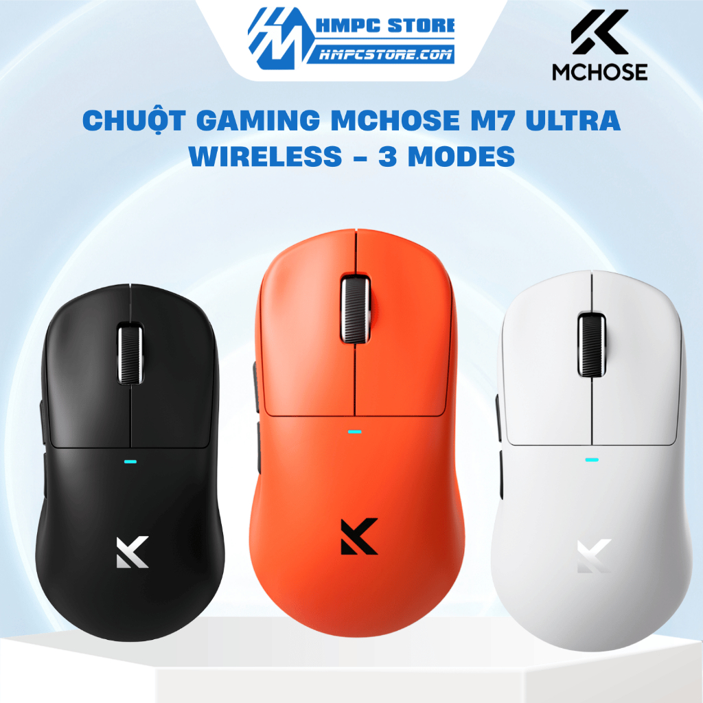 [HÀNG CHÍNH HÃNG] Chuột Gaming MCHOSE M7 Ultra Wireless 3 Modes | Đen - Trắng - Cam | Bảo hành 12 th