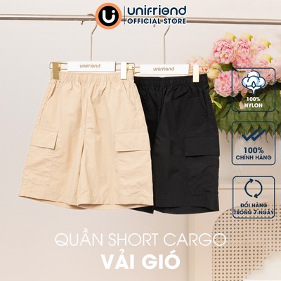 Quần short cargo vải gió siêu nhẹ, mỏng thoáng mát bé trai và bé gái Unifriend Hàn Quốc U950Y, Size 2-12 tuổi