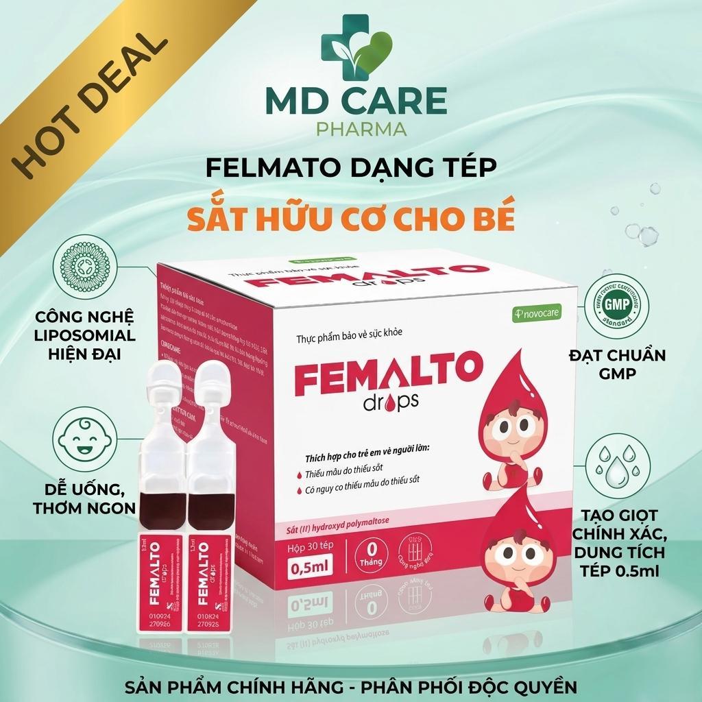 Sắt Hữu Cơ Novocare Femalto – Bổ Sung Sắt Cho Bé, Hỗ Trợ Thiếu Máu, Không Táo Bón