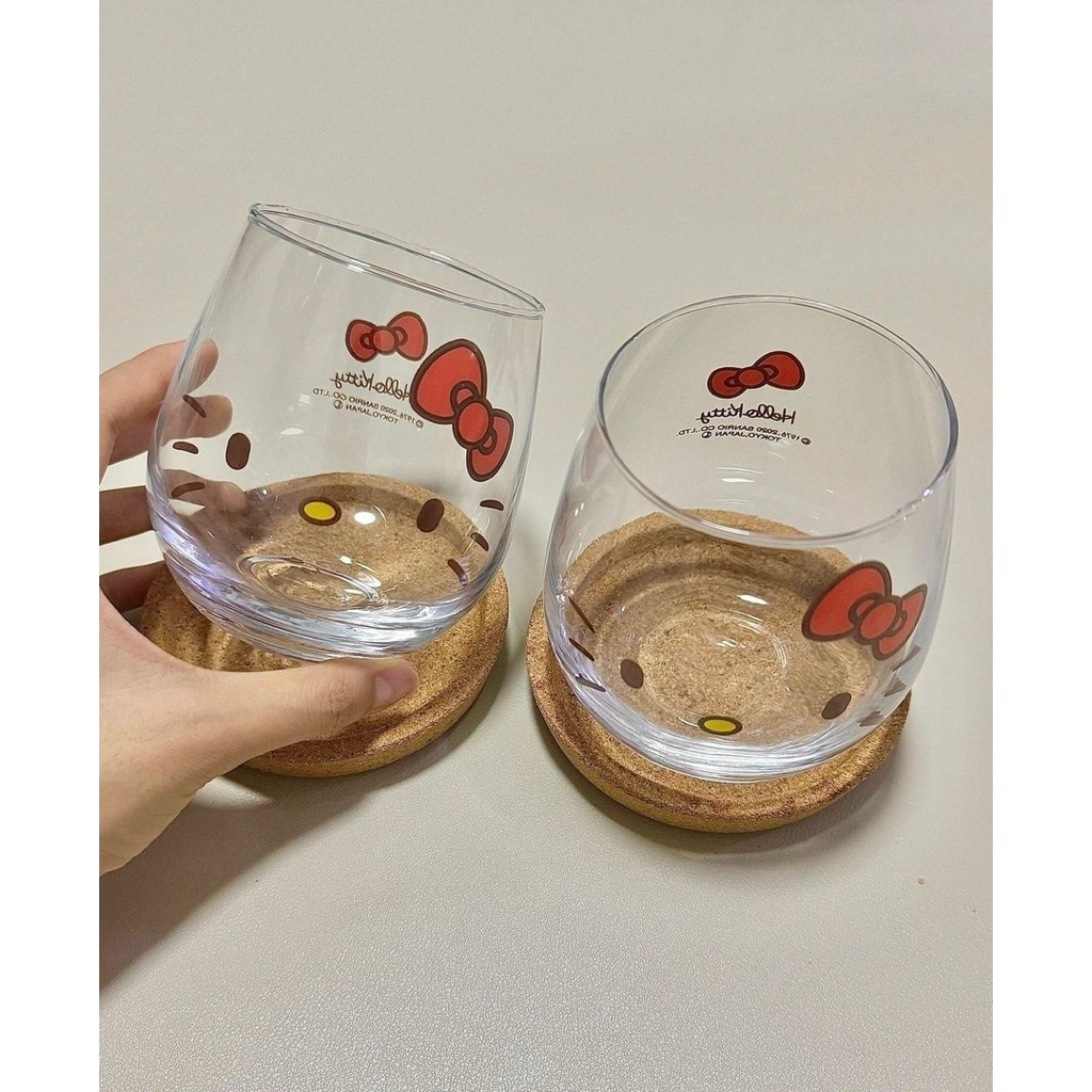 Ly Hello Kitty Stemless – Red Bow Kitty Glass Tumbler + Đế Lìa