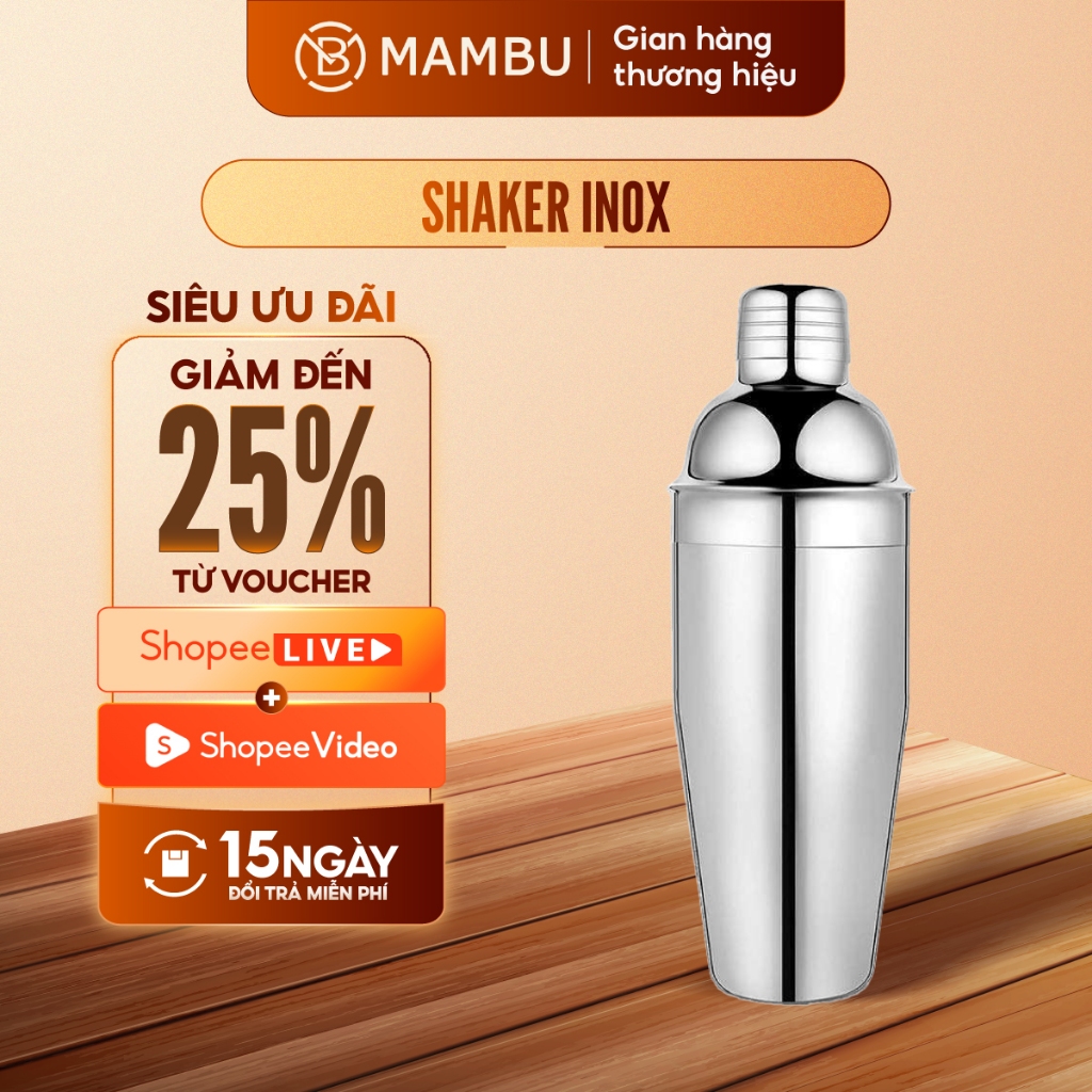 Shaker inox 350ml , 550ml , 700ml - Bình lắc inox pha chế - Pha chế rượu, cà phê, cocktail - Thiết bị trà chanh trà sữa