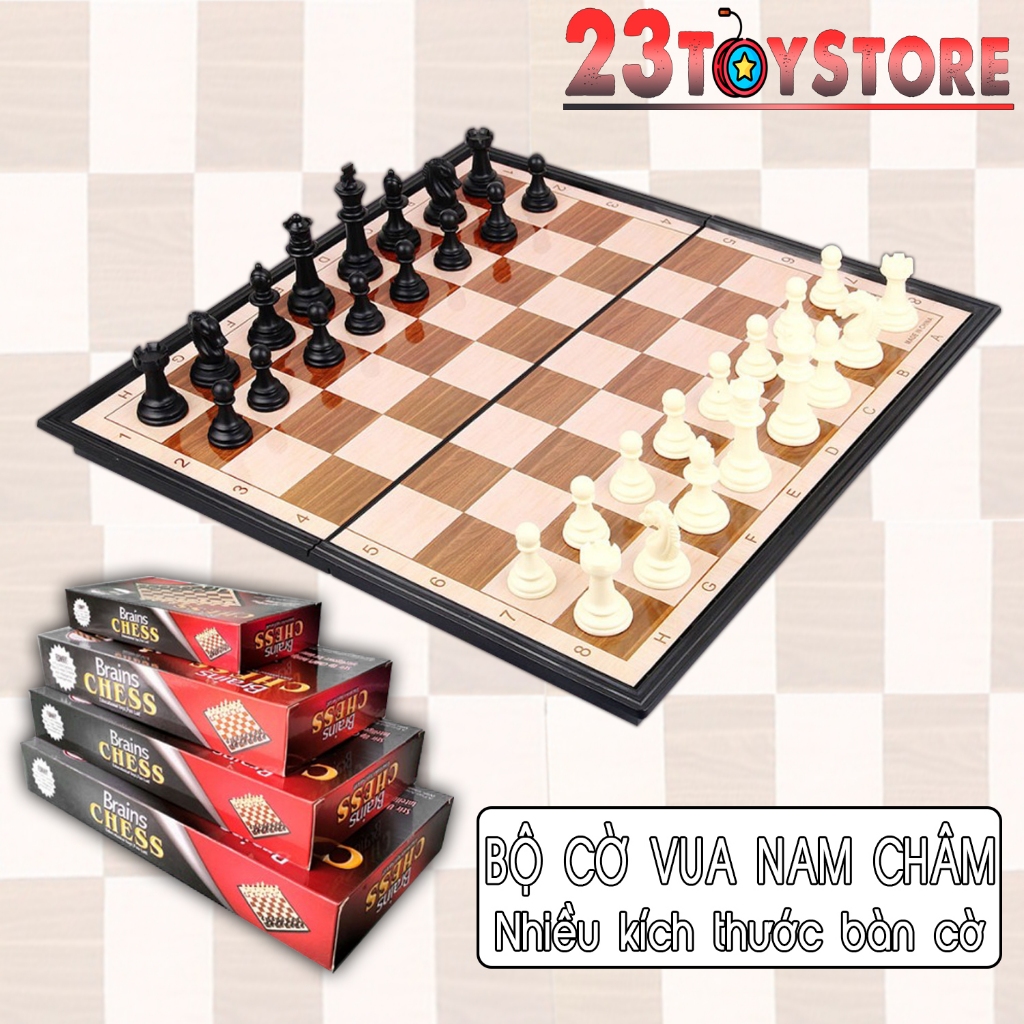 Cờ vua nam châm, bộ cờ vua quốc tế mini gồm 32 quân cờ, bàn cờ gấp gọn 4 kích thước