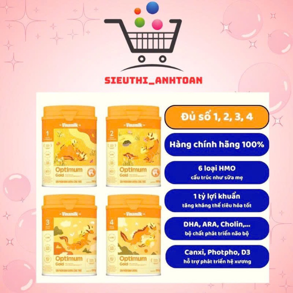 [Chính Hãng] Sữa Optimum Gold Vinamilk Số 1 2 3 4 – Hỗ Trợ Tiêu Hóa, Tăng Đề Kháng Cho Bé