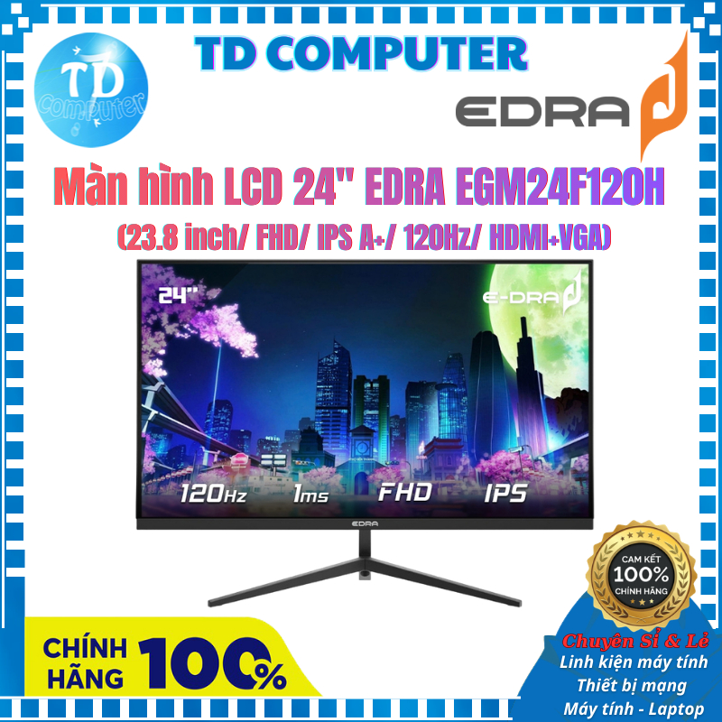 Màn hình LCD 24" EDRA EGM24F120H (23.8 inch/ FHD/ IPS A+/ 120Hz/ HDMI+VGA) - Hàng chính hãng