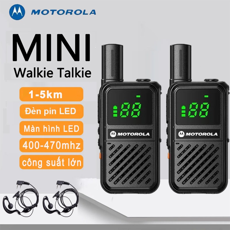 Bộ 2 Máy bộ đàm Motorola Bộ đàm UHF(400-470MHz) 5W Mini Walkie Talkie 16 Channel Khoảng cách giao ti