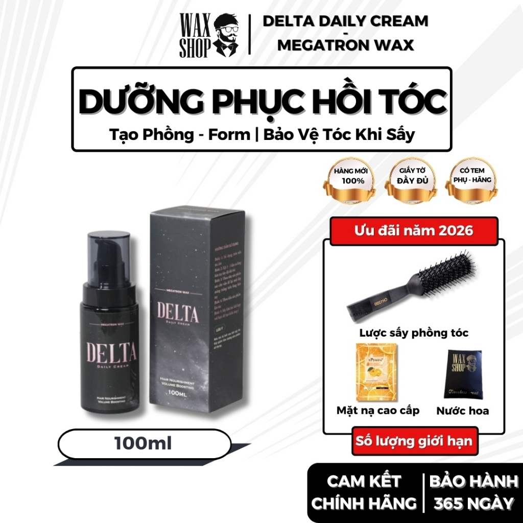 Tạo phồng tóc Delta Daily Cream - Megatron Wax chính hãng, cung cấp dưỡng chất cho tóc - Waxshop