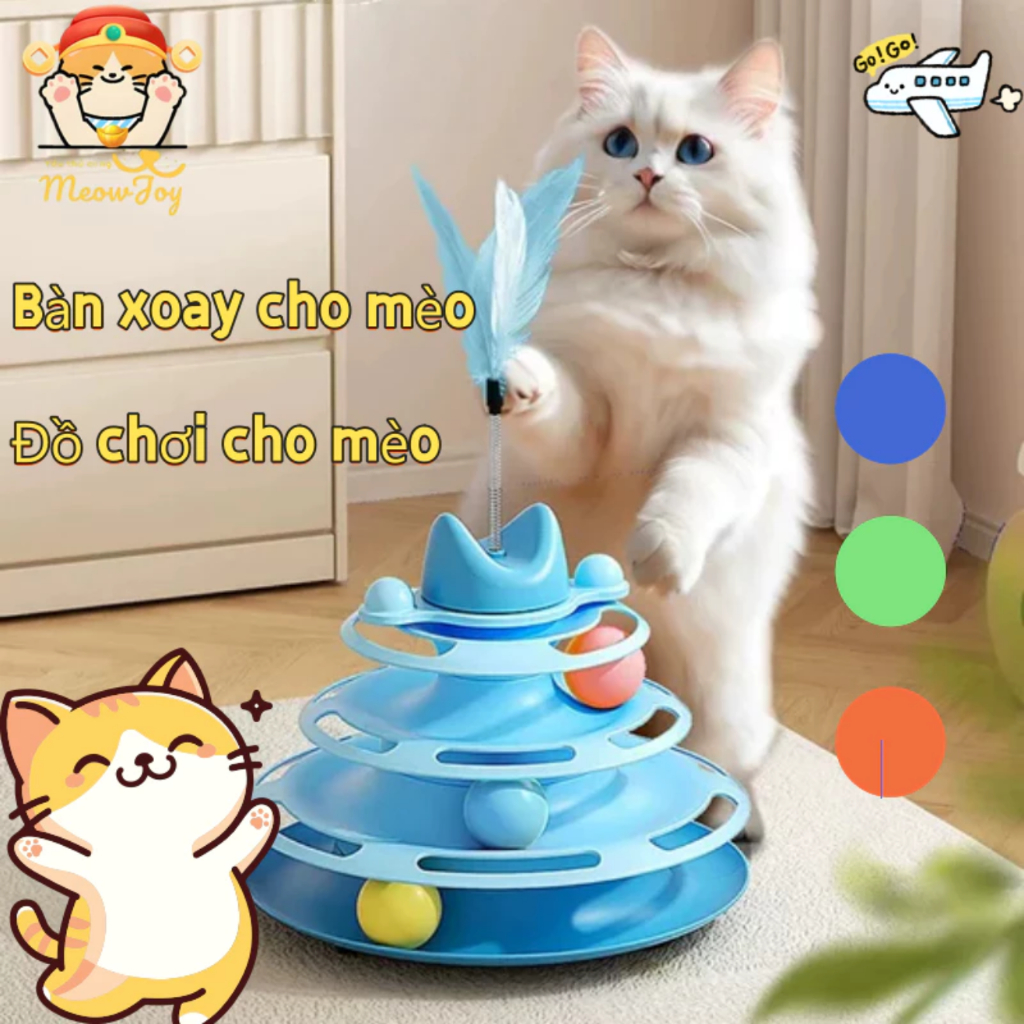 Tháp banh 4 tầng kèm đồ chơi lông vũ cho mèo ,Đồ chơi tương tác Thú cưng LGP0139