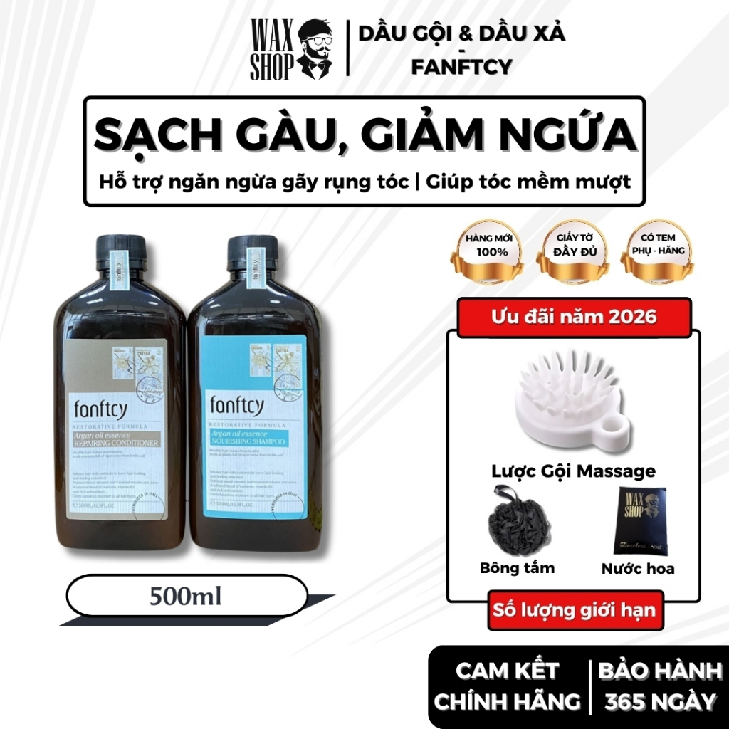 Dầu gội xả Fanftcy Argan Oil Essence 500ml chính hãng cung cấp dưỡng chất cho tóc hư tổn - Waxshop