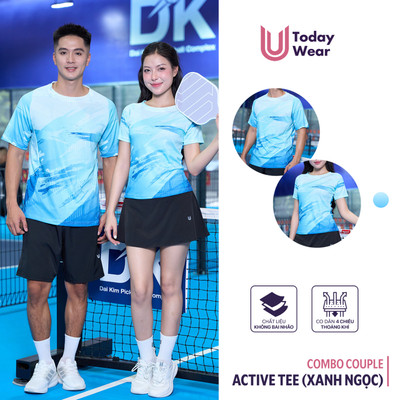 Áo đôi nam nữ tập pickleball chạy bộ Active Tee xanh ngọc Today U Wear chất vải thoáng mát, kiểu dáng thời thượng
