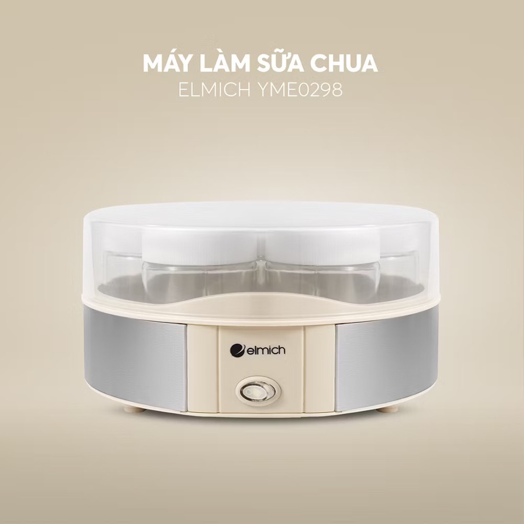 Máy Làm Sữa Chua Elmich YME0298 15W, Hàng Chính Hãng, Điều Khiển Cơ,Kèm 7 Hũ Thủy Tinh 200ml-JoyMall