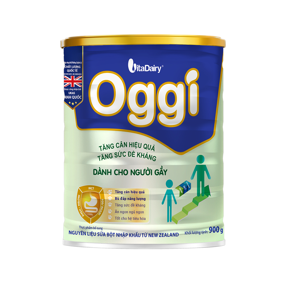 Sữa OGGI Tăng Cân Lon 900g Cho Người Gầy – Bổ Sung Năng Lượng, Hỗ Trợ Tăng Cân Khỏe Mạnh, Dễ Hấp Thu