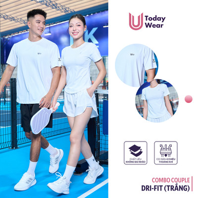 Áo thể thao nam nữ Dri-fit Tee Today U Wear cổ tròn ngắn tay vải thoáng mát hottrend cho cặp đôi chơi pickleball, tennis