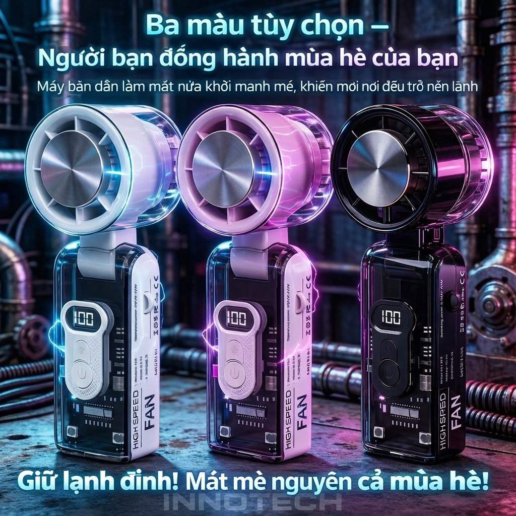 Quạt Sò Lạnh FC8, S001, X05 Gấp Gọn 3600mah 7 Cánh Quạt 100 Mức Gió, Pin Dung Lượng Lớn, Màn Hình Le