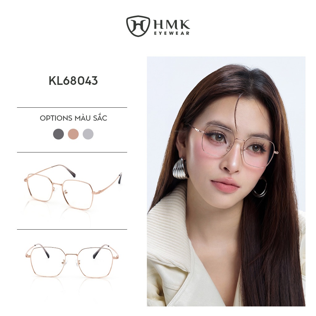Gọng Kính Kim Loại HMK Eyewear Dáng Đa Giác Thời Trang Nam Nữ - KL68043