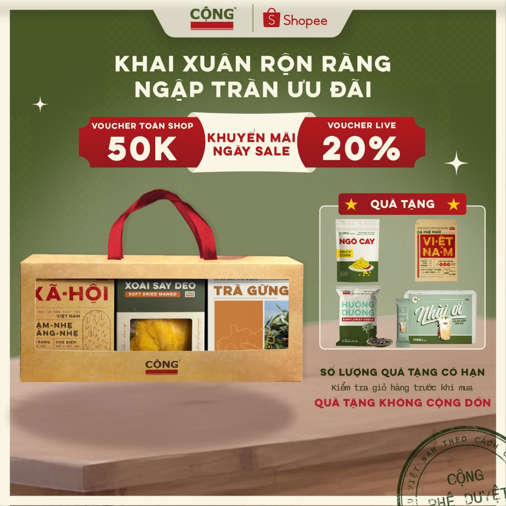 Set quà tặng 3 món cà phê - trà - đồ ăn vặt ý nghĩa cho thầy cô, sếp và đồng nghiệp - Cộng Cà Phê