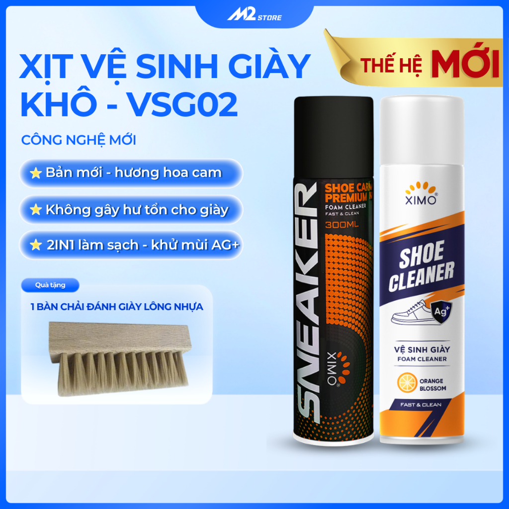Chai xịt tạo bọt vệ sinh giày tiện lợi XIMO, Chai vệ sinh giày khô sạch và khử mùi hôi giày VSG02