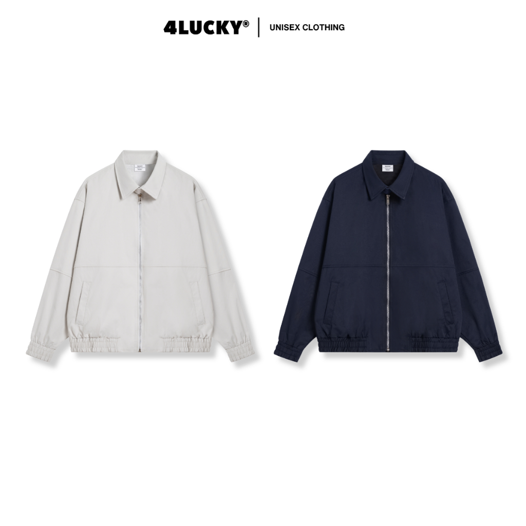 Áo Khoác Bomber Phối Rã Có Khóa Cài Unisex 4Lucky 6171, Áo Khoác Nam Nữ Vải Kaki Mềm Có Túi Trong