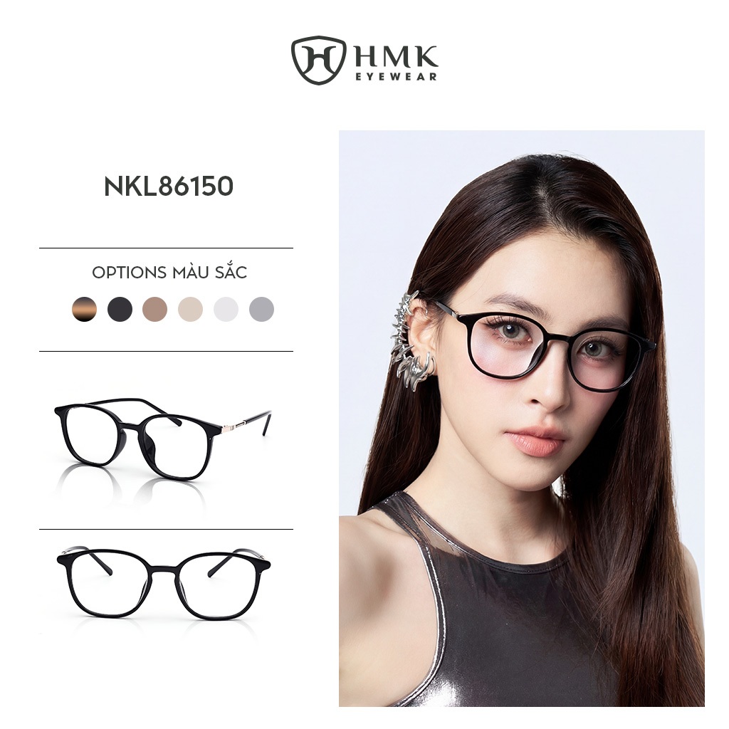 Mắt Kính Vuông HMK Eyewear Nhựa Dẻo Càng Kim Loại Trendy Hàn Quốc Tôn Dáng Mặt Nam Nữ - NKL86150