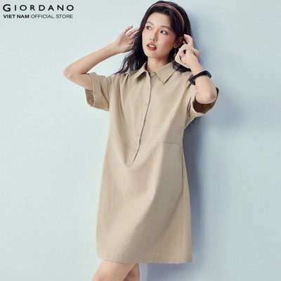 [Online Exclusive] Giordano Đầm nữ sơ mi tay ngắn 5466065