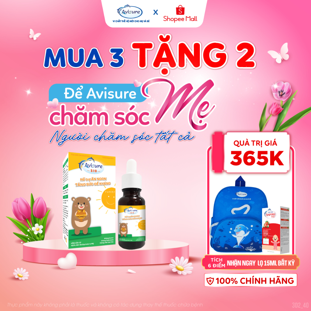 Kẽm Hữu Cơ Cho Bé Từ Mỹ TPBVSK Avisure ZiO Hỗ Trợ Ăn Ngon, Tăng Đề Kháng 30ml