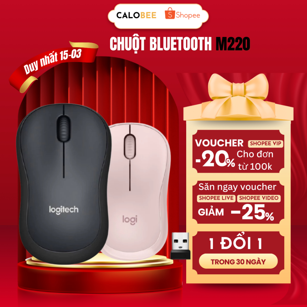 Chuột Không dây M220 Logitech phiên bản 2025 - Giảm Ôn, USB, phù hợp cho PC, Laptop - Chuột M220