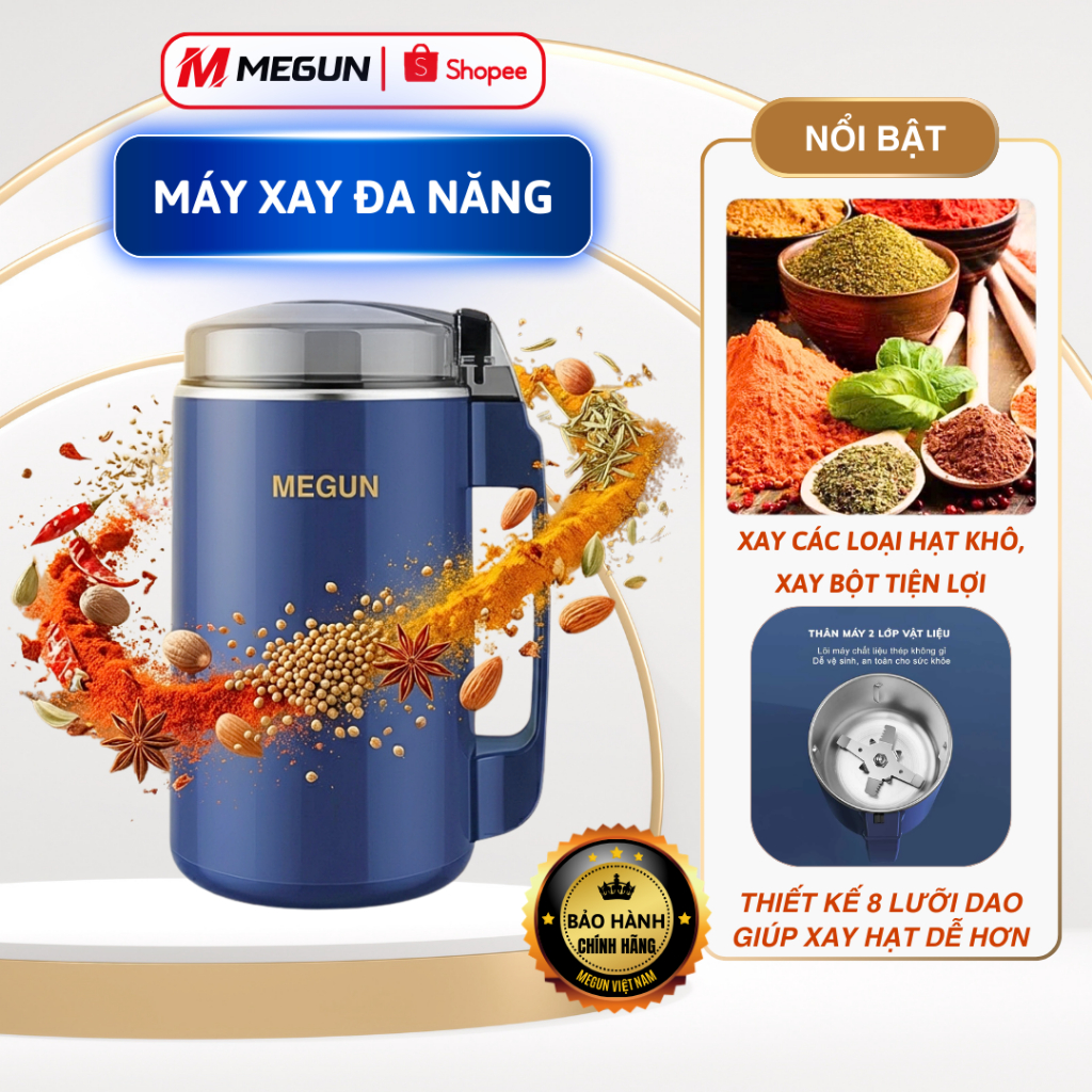 Máy Xay Hạt Khô Đa Năng Công Suất 300W Combo Xay Bột Ngũ Cốc, Cafe, Thảo Dược, Các Loại Hạt Cực Nhanh, Tiện Dụng