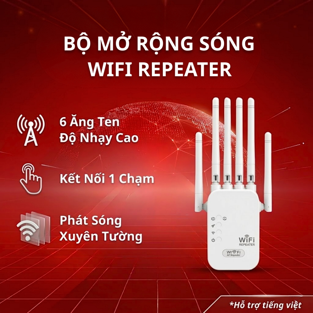 Bộ Wifi Repeate tốc độ cao 300Mbs, mở rộng vùng phủ sóng wifi, xuyên tường, tốc độ ổn định