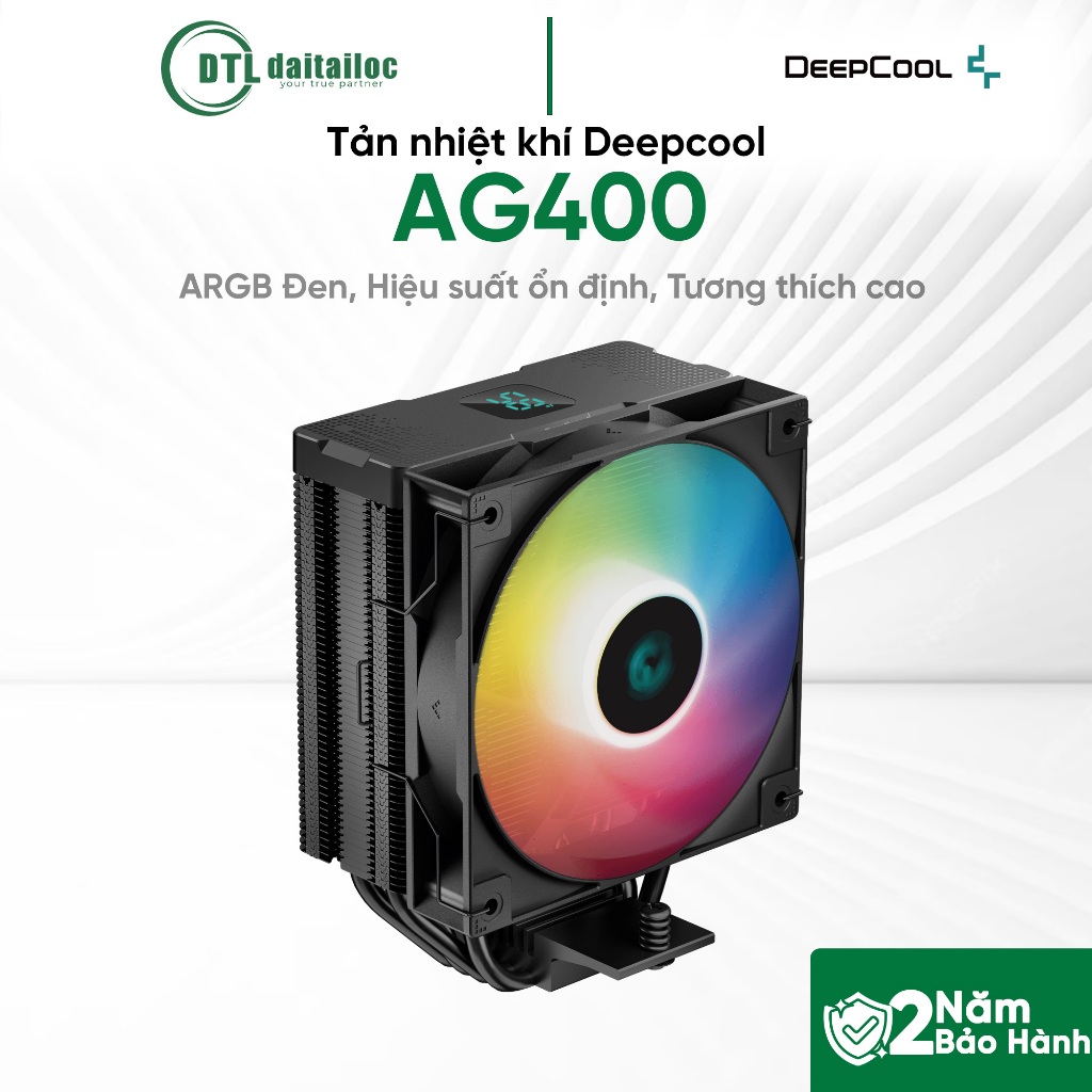 Tản nhiệt khí Deepcool AG400 ARGB Đen, Hiệu suất ổn định, Tương thích cao | Chính Hãng | Bảo Hành 24