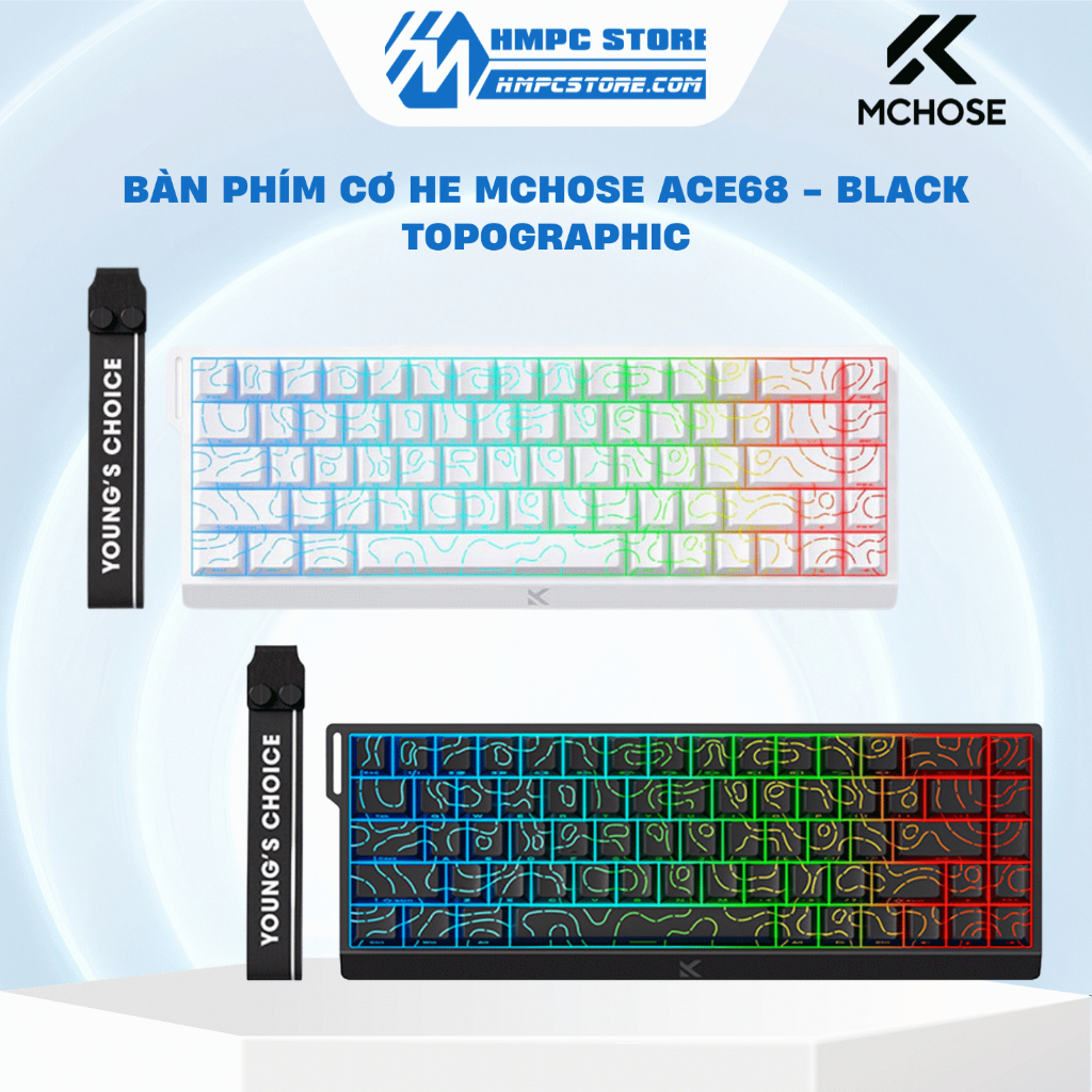 [CHÍNH HÃNG VN] Bàn phím cơ HE MCHOSE Ace68 - Black Topographic | Bảo hành 12 tháng