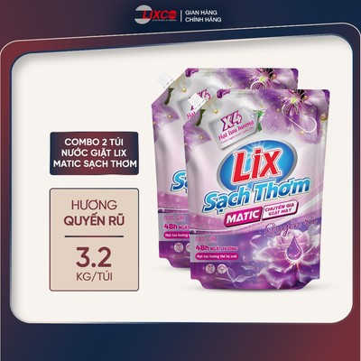 Combo 2 TÚI nước giặt Lix sạch thơm matic hương quyến rũ sạch nhanh vết bẩn 2C-00283 - Lixco Việt Nam