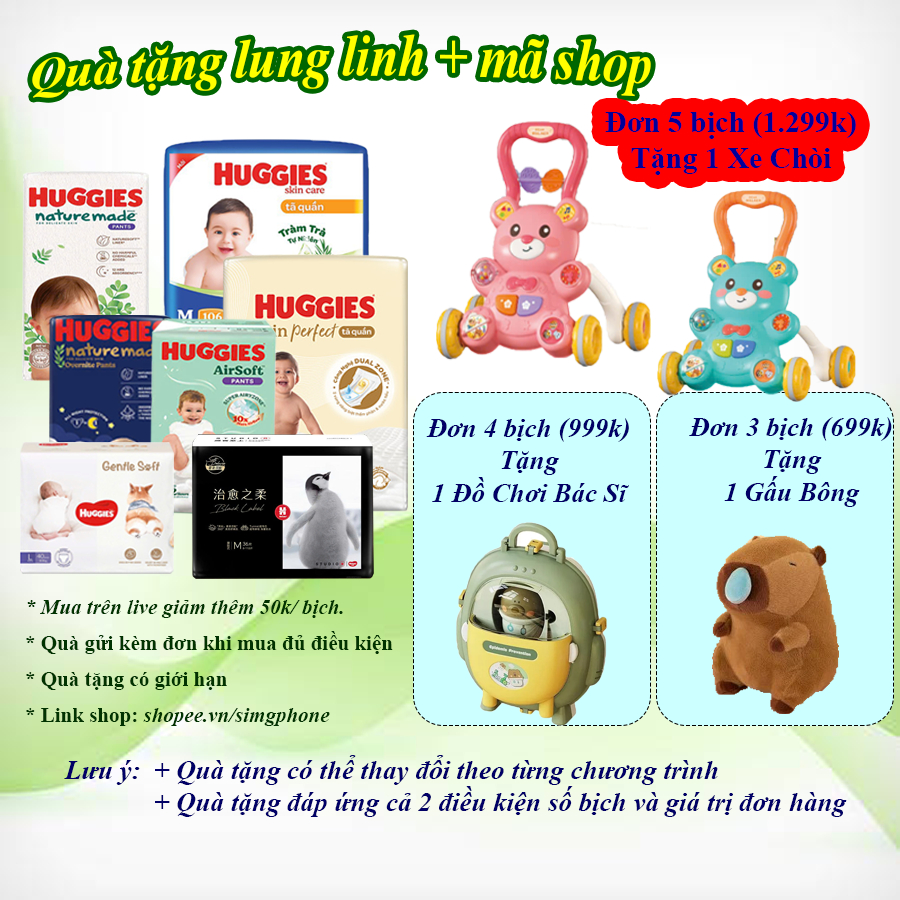 (Hàng chính hãng Công ty - Mẫu mới 2024) Tã Bỉm Huggies Nature Made /Skin perfect /TRÀM TRÀ cao cấp quần/dán NB60/S82