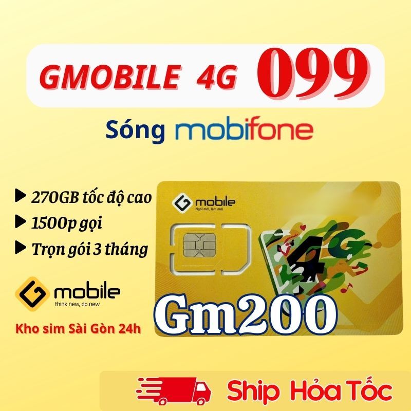 Sim số đẹp Gmobile số đẹp đầu số 099 chọn số đẹp sẵn gói 4G trọn gói 3 tháng