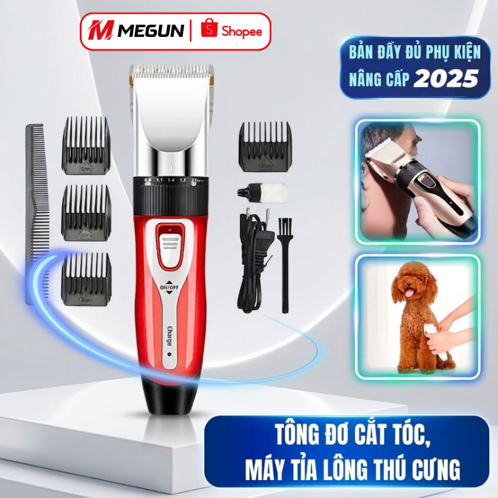 Tông đơ cắt tóc , máy hớt tóc, combo tỉa lông thú cưng có cổng sạc USB tặng kèm phụ kiện tiện dụng