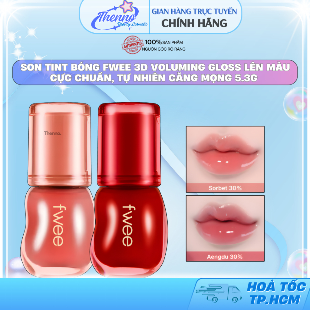Son Tint Bóng Fwee 3D Voluming Gloss Lên Màu Cực Chuẩn, Tự Nhiên Căng Mọng Ngay Tức Thì 5.3g Hàn Quố