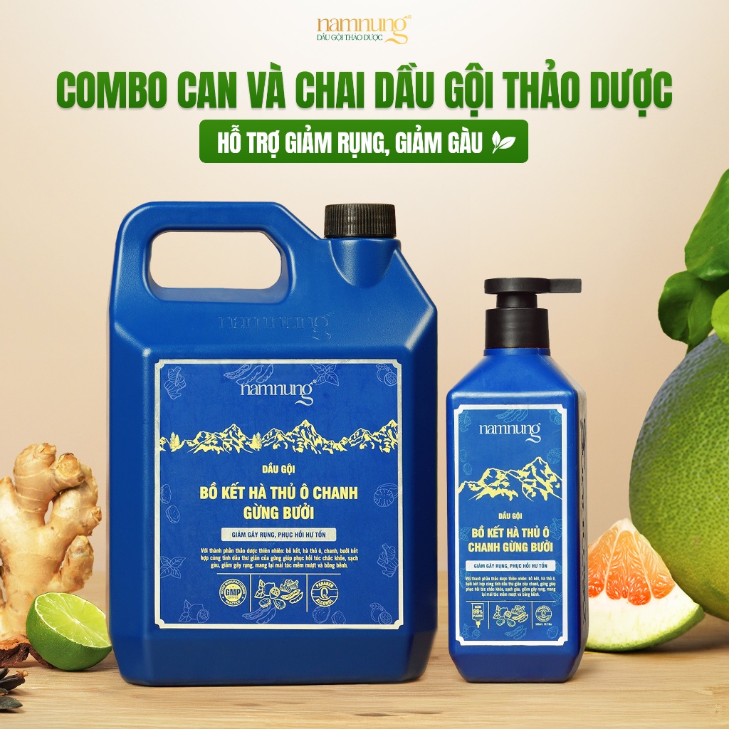 Dầu Gội Thảo Dược NAMNUNG Làm Sạch Da Đầu Phục Hồi Hư Tổn Sạch gàu Giảm Gãy Gụng Nuôi Tóc Chắc Khỏe