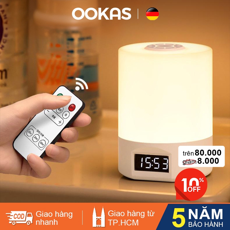 OOKAS Đèn ngủ để bàn cảm ứng 3 màu ánh sáng,Cảm Ứng + Remote,Đèn trang trí bàn LED