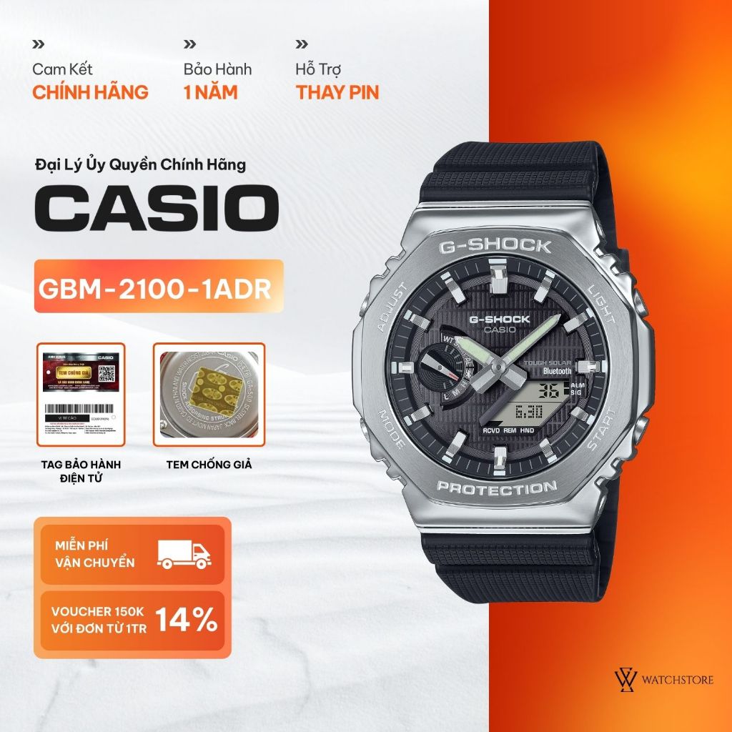 Đồng Hồ Nam Casio G-shock GBM-2100-1ADR Màu Đen Mặt Kính Khoáng 44.4mm Chống Nước Dây Nhựa Chính Hãn