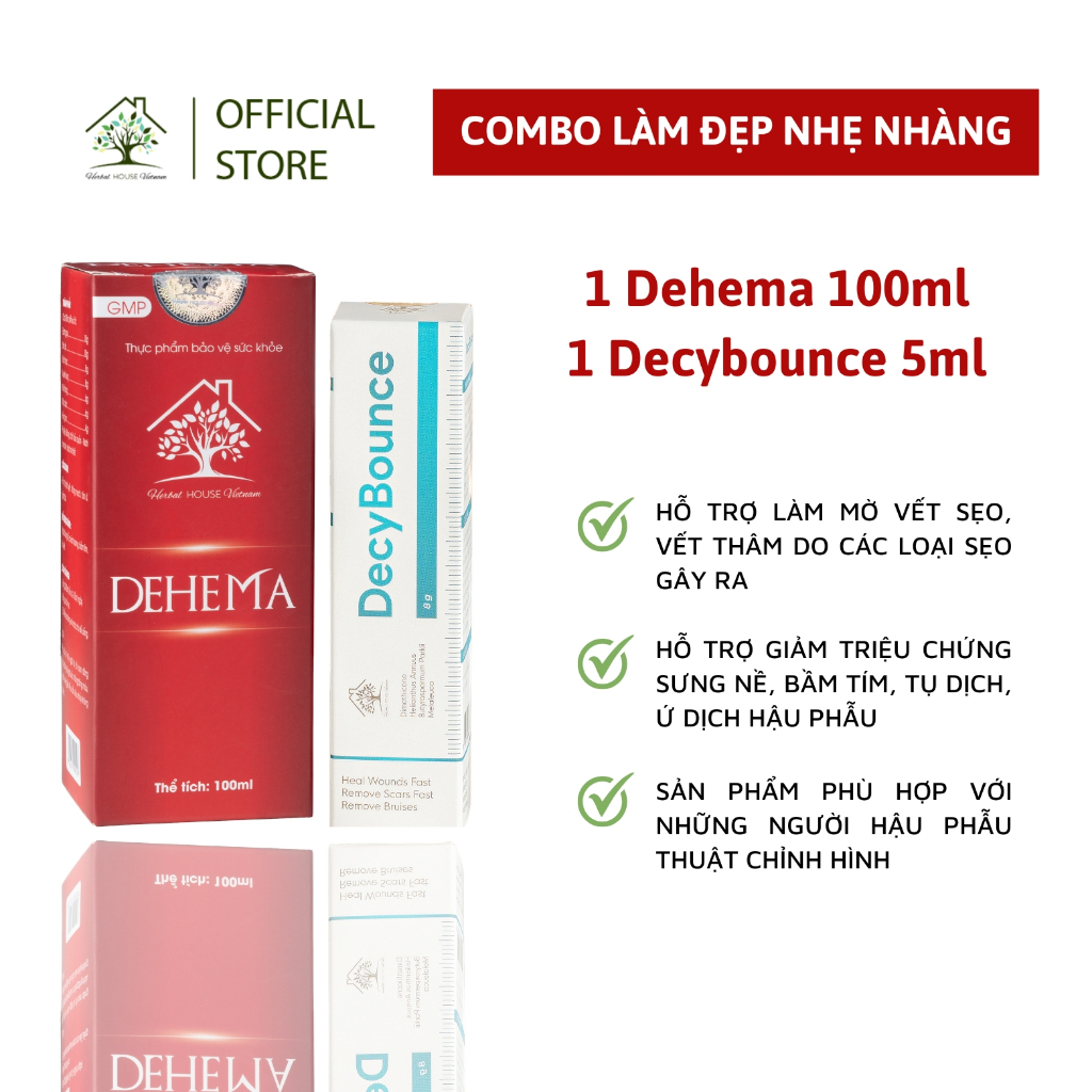 COMBO Làm Đẹp Nhẹ Nhàng 1 TPBVSK Dehema 100ml & 1 Serum mờ sẹo Decybounce 5ml - HERBAL HOUSE VIETNAM