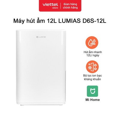 Máy Hút Ẩm Lumias D6S - 12L Chính hãng | 12L/ngày | Điều khiển MiHome | Lọc Ion Bạc | Phòng 25m²