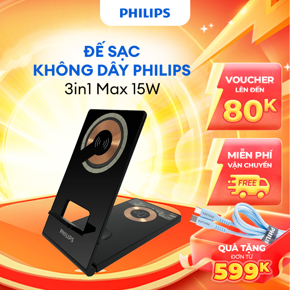 Sạc không dây Philips DLP9340 Foldable, 3-in-1, Magnectic Wireless Charger