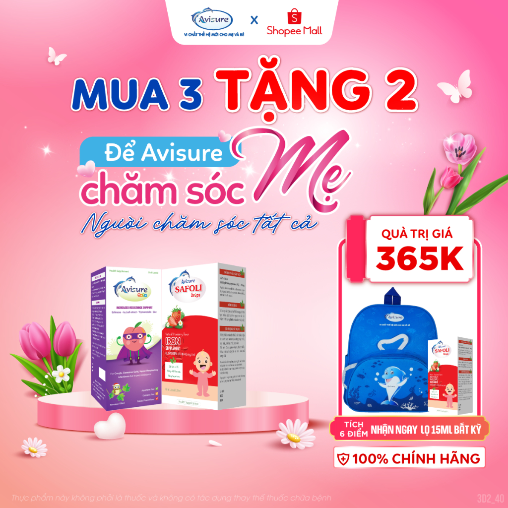 TPBVSK Bộ đôi Avisure Safoli hữu cơ - Muno Sắt Kẽm Lysin Thymomodulin