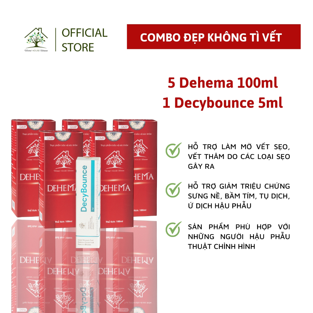 COMBO Đẹp Không Tì Vết 5 TPBVSK Dehema 100ml & 1 Serum mờ sẹo Decybounce 5ml - HERBAL HOUSE VIETNAM